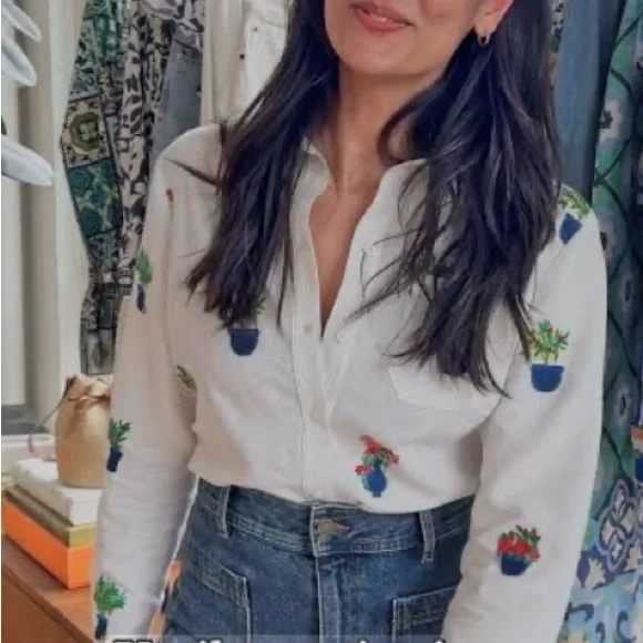 Sézane x Momoni Collaboration Tomboy Shirt NWT in Size 0 - Picture 4 of 9